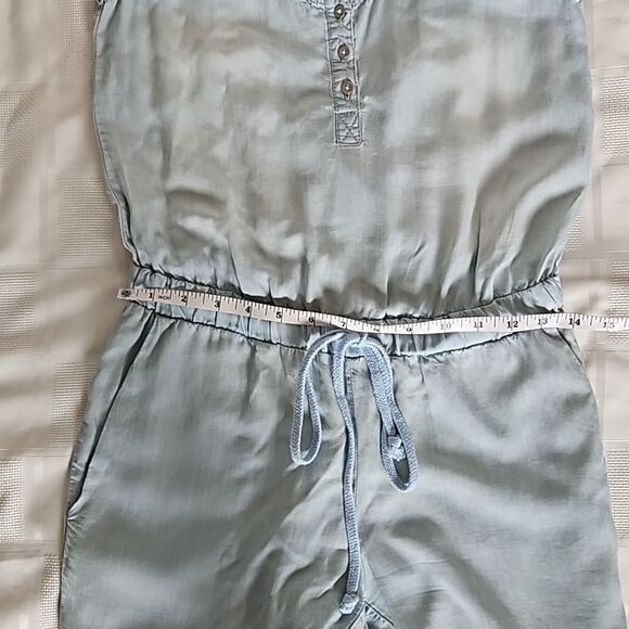 Women's Jumpsuit With Low V-Back Medium Light Blue Washed - Picture 7 of 16